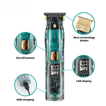 Load image into Gallery viewer, Hair Clipper Waterproof Hair Trimmer Cordless Hair Cutting Machine T-Blade Haircut Transparent Zero Cutting Machine