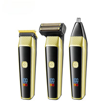 Load image into Gallery viewer, Electric 3 in 1 Hair Clipper Barber Shaver Men Rechargeable Dual Knife Net Two Speed multifunction LED Display