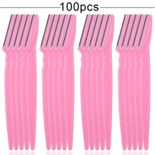 Load image into Gallery viewer, 100PCS Eyebrow Shaper Portable Shaver Eye Brow Trimmer Shaping Scissors Cutter Woman Face Blade Shaper Hair Remover Makeup Tool