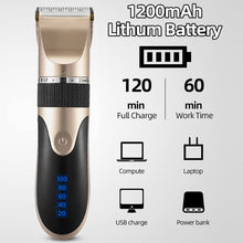 Load image into Gallery viewer, Professional Hair Clipper Men Barber Rechargeable Beard Trimmer Ceramic Blade Hair Cutting Machine Low Noise Haircut Adults Kids