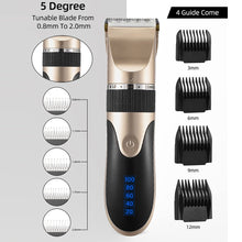 Load image into Gallery viewer, Professional Hair Clipper Men Barber Rechargeable Beard Trimmer Ceramic Blade Hair Cutting Machine Low Noise Haircut Adults Kids