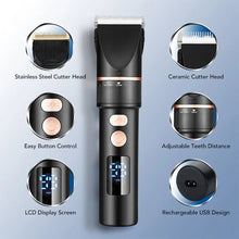 Load image into Gallery viewer, Men's Electric Hair Clipper Rechargeable Hair Cutter Stainless Steel Trimmer Head Men Hair Cutting Barber Machine LCD Display
