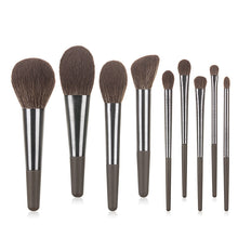 Load image into Gallery viewer, Long Brushed Aluminum Tube 9pcs Makeup Brushes Set Professional Cosmetic Eyeshadow Loose Powder Blush Smudge
