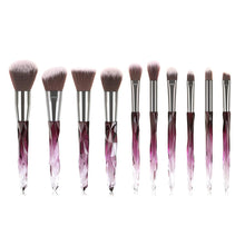 Load image into Gallery viewer, 10pcs Transparent Crystal Diamond Makeup Brushes Set Colorful Diamond Blush Foundation Eyeshadow Brush Beauty Tool Kit