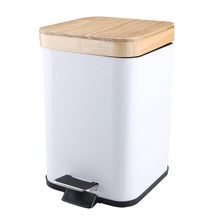 Load image into Gallery viewer, Double Layer Step Trash Can Garbage Rubbish Bin with Bamboo Lid Waste Container Organizer Bathroom Kitchen Office Decoration