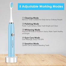 Load image into Gallery viewer, 2 Heads Sonic Electric Toothbrush Teeth Clean Tool Soft Hair Tartar Plaque Calculus Remover Oral Hygiene Care Battery Power