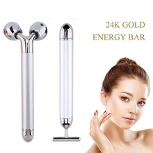Load image into Gallery viewer, 24k Gold Energy Beauty Bar Facial Face Massager 3D Roller Electric Sonic Energy & T Shape Arm Eye Nose Head Massager Face Lift