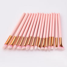 Load image into Gallery viewer, 15pcs Wood Aluminum Eyes Makeup Brushes Set Beauty Tools Eyeshadow Small Fan-shaped Eyeliner Eyebrow Nose Lip Pink Gold