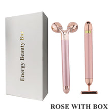 Load image into Gallery viewer, 24k Gold Energy Beauty Bar Facial Face Massager 3D Roller Electric Sonic Energy & T Shape Arm Eye Nose Head Massager Face Lift