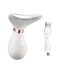 Load image into Gallery viewer, Electric Neck Massager LED Photo Neck Wrinkles Removal Lifting Beauty Device Portable Warm Massage Micro Current Machine (White)