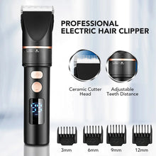 Load image into Gallery viewer, Men's Electric Hair Clipper Rechargeable Hair Cutter Stainless Steel Trimmer Head Men Hair Cutting Barber Machine LCD Display
