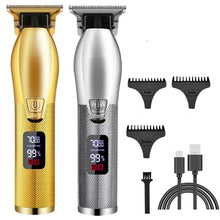 Load image into Gallery viewer, Barber All Metal Hair Clipper Rechargeable Electric Professional Blade Finish Cutting Machine Beard Trimmer Shaver