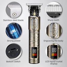 Load image into Gallery viewer, Men's Hair Clipper Waterproof Rechargeable Cordless Hair Beard Trimmer Kit with LED Display 3 Limit Combs for Zero Gap Baldhead