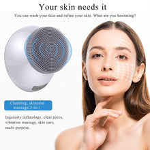 Load image into Gallery viewer, Electric Heating Facial Cleansing Brush 2 in 1 Heated Massager&Sonic Vibrating,Facial Cleanser Brush for Skin Exfoliation