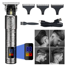Load image into Gallery viewer, Men's Hair Clipper Waterproof Rechargeable Cordless Hair Beard Trimmer Kit with LED Display 3 Limit Combs for Zero Gap Baldhead