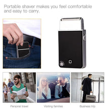 Load image into Gallery viewer, Rechargeable Travel Electric Foil Slim Shaver Men Razor Beard Pocket Size With Pop-up Trimmer Spare Foil Net Screen Head Blade