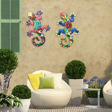 Load image into Gallery viewer, 2Pcs Metal Gecko Wall Decor Gecko Art Craft Sculptures Lizard For Outdoor Backyard Porch Lawn Fence Garden Wall Decor