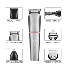 Load image into Gallery viewer, Waterproof Rechargeable Hair Clippers for Men Body Mustache Nose Hair Groomer Cordless HairTrimmer 6 in 1 Grooming Kit