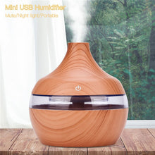 Load image into Gallery viewer, 300ml USB Electric Ultrasonic Aromatherapy Air Humidifier Wood Grain 7 Color LED Lights Essential Oil Aroma Diffuser Office Home
