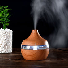 Load image into Gallery viewer, 300ml USB Electric Ultrasonic Aromatherapy Air Humidifier Wood Grain 7 Color LED Lights Essential Oil Aroma Diffuser Office Home