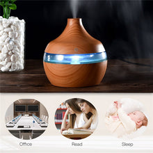 Load image into Gallery viewer, 300ml USB Electric Ultrasonic Aromatherapy Air Humidifier Wood Grain 7 Color LED Lights Essential Oil Aroma Diffuser Office Home