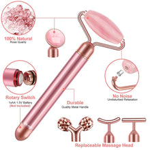 Load image into Gallery viewer, 5-in-1 24K Gold Beauty Bar Face Massager Electric Vibrating Rose Quartz 3D Roller Face Lifting Body Facial Gua Sha Jade Roller
