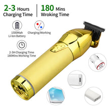Load image into Gallery viewer, Electric Hair Trimmer Men's Haircut Clippers USB Rechargeable Blade Razor Powerful Beard Shaver Cordless Trimmer Cutting Machine (Gold)