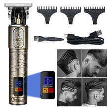 Load image into Gallery viewer, Men's Hair Clipper Waterproof Rechargeable Cordless Hair Beard Trimmer Kit with LED Display 3 Limit Combs for Zero Gap Baldhead