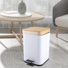 Load image into Gallery viewer, Double Layer Step Trash Can Garbage Rubbish Bin with Bamboo Lid Waste Container Organizer Bathroom Kitchen Office Decoration