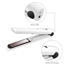 Load image into Gallery viewer, Rechargeable Hair Straightener Cordless Flat Iron Curler Ceramic Heating Portable Straightening Curling For Home Traveling Tools