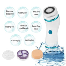 Load image into Gallery viewer, 4 In 1 Deep Pores Cleaning Ultrasonic Electric Facial Cleansing Brush Exfoliator Scrubber Skin Care Washing Face Massager