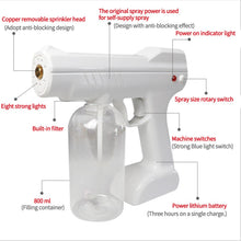 Load image into Gallery viewer, Electric Cordless Fogger 800ml Sprayer UV Atomization Disinfector Blue Light Nano Sprayer Gun For Home Office Hospital School