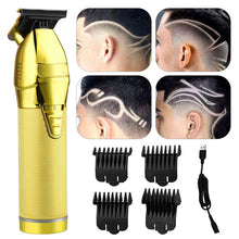 Load image into Gallery viewer, Electric Hair Trimmer Men's Haircut Clippers USB Rechargeable Blade Razor Powerful Beard Shaver Cordless Trimmer Cutting Machine (Gold)