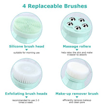 Load image into Gallery viewer, 4 in 1 Electric Facial Cleanser Wash Face Cleaning Machine Skin Pore Cleaner Body Cleansing Massage Mini Beauty Massager Brush