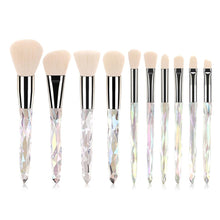 Load image into Gallery viewer, 10pcs Transparent Crystal Diamond Makeup Brushes Set Colorful Diamond Blush Foundation Eyeshadow Brush Beauty Tool Kit