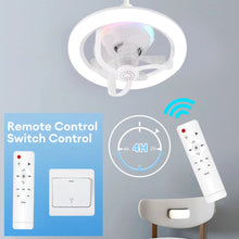 Load image into Gallery viewer, 50W Ceiling Fan Light Round LED Pendant Light 360°rotating Fan Blade Smart Remote Control For Living Room Bedroom Ceiling Light