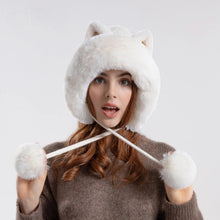 Load image into Gallery viewer, Cute Cat Ears Winter Hat Add Fluff Lined Windproof Warm Beanies With Hairballs Outdoor Ear Protection Luxury Hats For Women