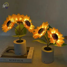 Load image into Gallery viewer, 3 LED Night Light Rechargeable Sunflower Lights Interior Lighting Bedroom Bedside Desktop Decoration Table Lamp Night Lamps