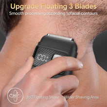 Load image into Gallery viewer, Electric Foil Shavers for Men Mini Electric Razor for Beard/Face with 3 Floating Blades LED Display Cordless Face Shaver