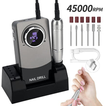 Load image into Gallery viewer, 45000RPM Nail Drill Machine Portable Nail Polish Gel Sander Electric Professional Nail Lathe With HD LCD Display Manicure Care