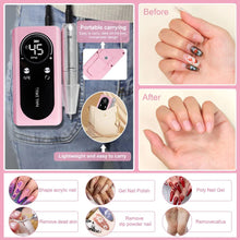Load image into Gallery viewer, 45000RPM Rechargeable Nail Drill Machine with LCD Low Noise Professional Nail Polish Sander Nails Accessories Set