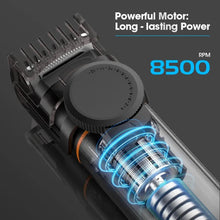 Load image into Gallery viewer, Type-C Charging Base IPX6 8500 RPM 1200mAh Men's Hair Clipper Kit, Waterproof Electric Shaver Trimmer with Nose/Body Groomer