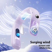 Load image into Gallery viewer, Mini Portable Battery Rechargeable Camp Hands Free Neck Fan Mini Wearable Hanging Neck Cooling Fan for Outdoor Motion Travel