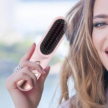 Load image into Gallery viewer, Hair Straightening Brush Fast Heating Negative Ion Hair Straightener Styling Comb 4 Temp Settings Rechargeable Anti-Scald Hair
