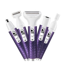 Load image into Gallery viewer, 5 IN 1 Electric Hair Removal Epilator Wet&Dry Lady Shaver Nose Hair Trimmer Eyebrow Shaper Leg Armpit Bikini Trimmer Women Razor