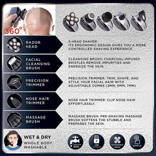 Load image into Gallery viewer, IPX7 High Quality 5 in 1 Men's Electric Shaver Waterproof USB Rechargeable Shaver Hair Trimmer Beard Trimmer Wet & Dry Razor