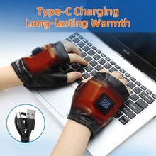 Load image into Gallery viewer, Smart Wireless Heating Leather Gloves Winter Thermal Fingerless Glove Hand Keep Warm