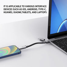 Load image into Gallery viewer, Zinc Alloy 4-in-1 Portable Keychain Charging Cable 60W PD Fast Charge Data Cable Adapter for iPhone TypeC Android
