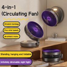 Load image into Gallery viewer, 6 Inch Multifunctional Foldable Glow-in-the-dark Fan Desktop USB Mute Mini Fan 4-in-1 5-speed Adjustment Air Circulation Fan