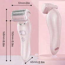 Load image into Gallery viewer, 2-IN-1 Electric Shaver Razors for Women Legs Underarm Face Pubic Hairs,Wet Dry Use Rechargeable Bikini Trimmer Hair Removal